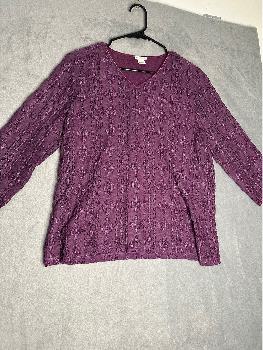 Bechamel Purple Latice Women’s V-Neck Shirt